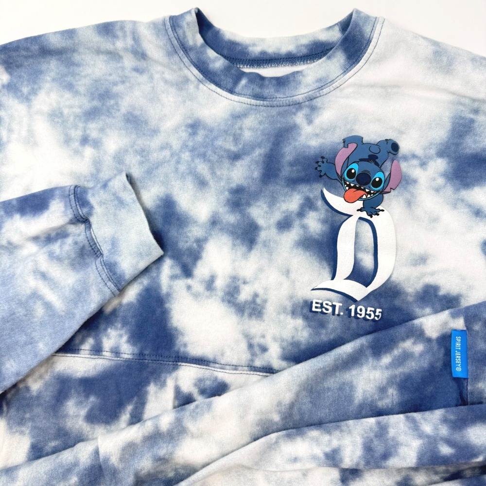 Disney‎ Spirit Jersey Stitch Disneyland Resort Tie Dye Blue White Womens Large
